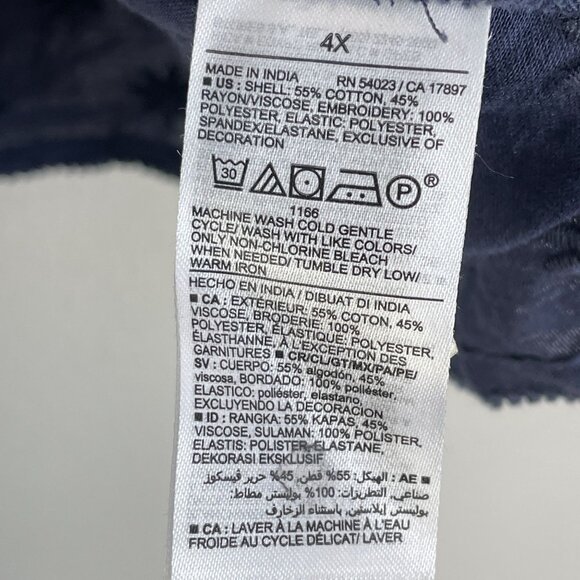 Old Navy Womens Plus 4X Puff Sleeve Smocked Embroidered Babydoll Blouse Top - Picture 6 of 11